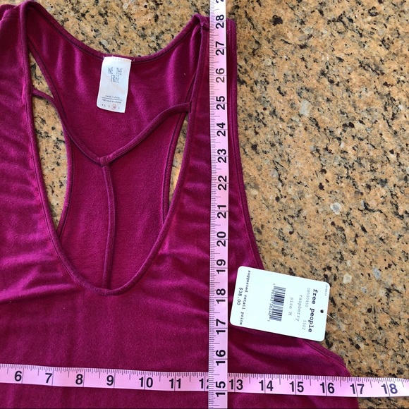 NWT S & M FREE PEOPLE RASPBERRY RAZORBACK TOP - Picture 7 of 8